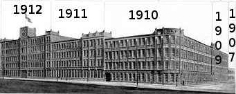 розширення фабриики SKF протягом перших п'яти років 1907-1912 р.